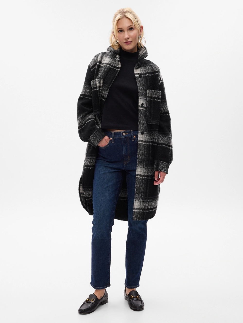 Long Wool Shirt Jacket